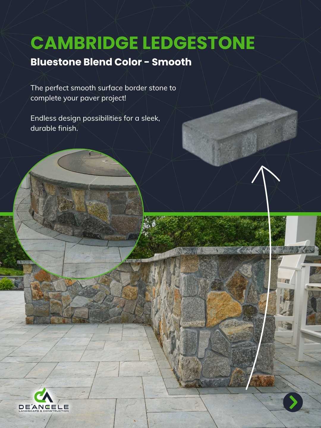 Large-format Cambridge pavers installed in a modern backyard patio.