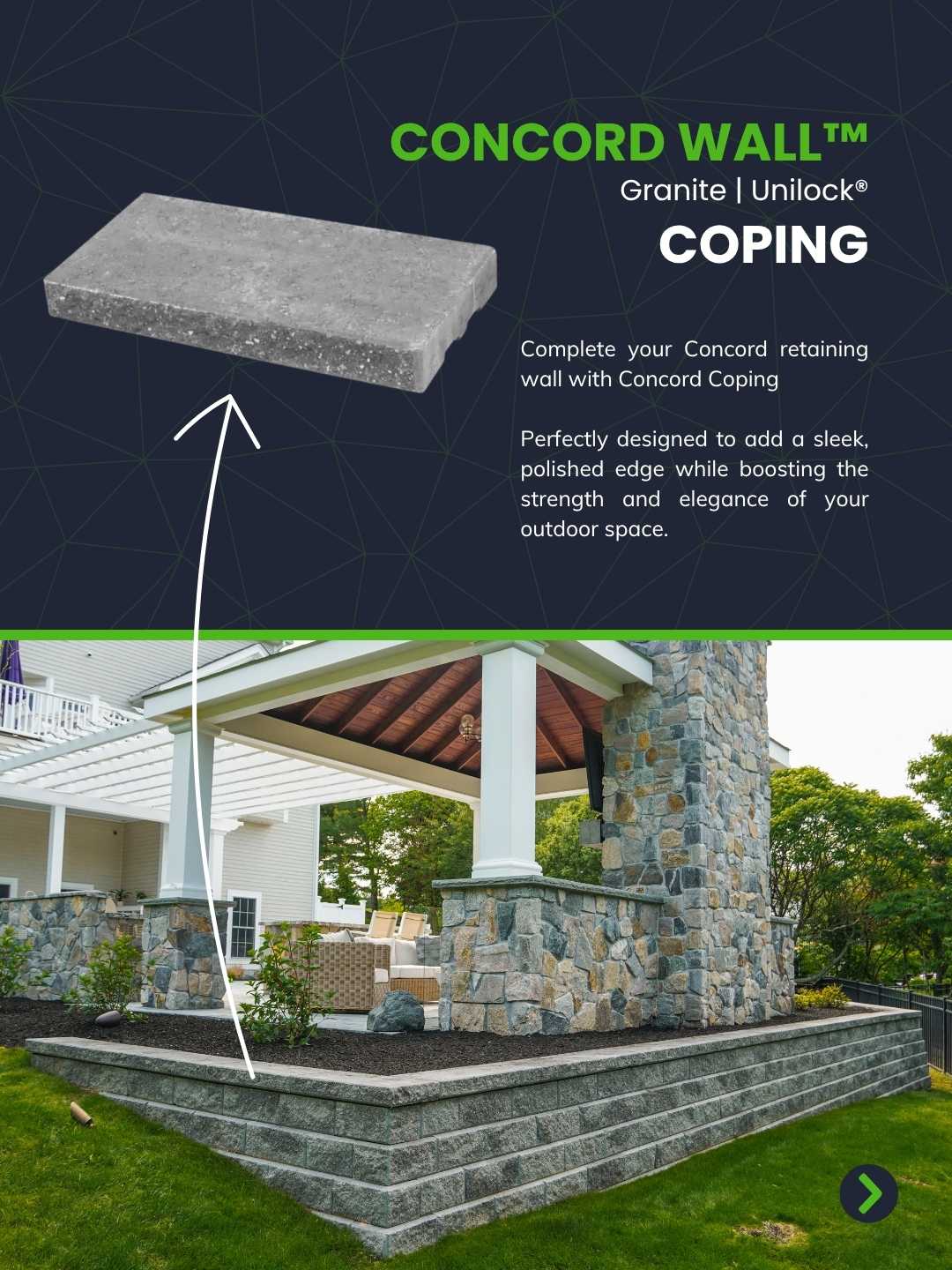 Granite-toned retaining wall blocks built for elevation and support in landscape design.